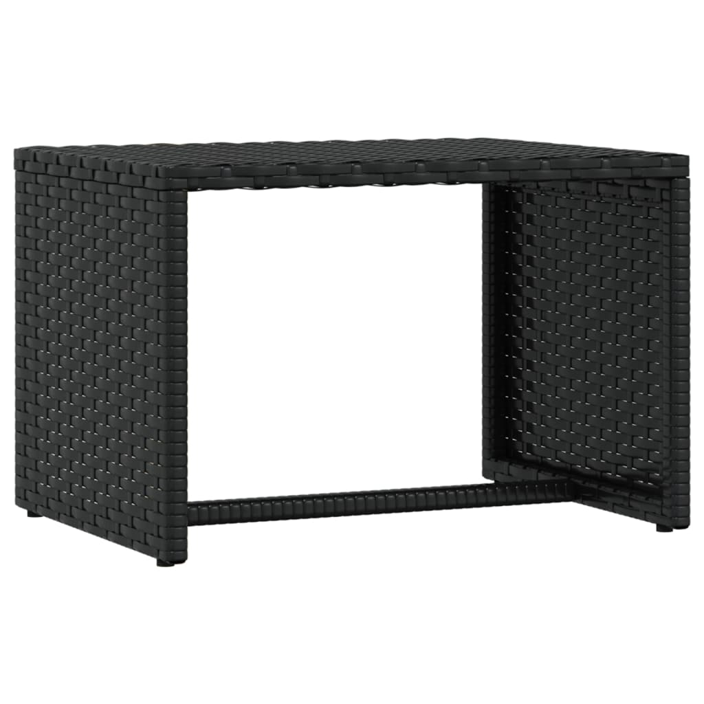 Sunbeds 2 pcs with Table Black Poly Rattan