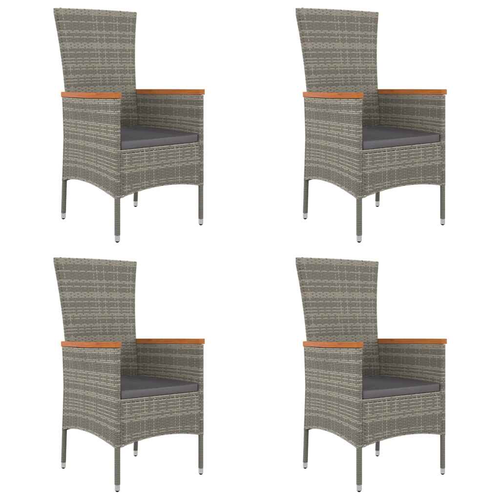 Garden Chairs with Cushions 4 pcs Poly Rattan Grey