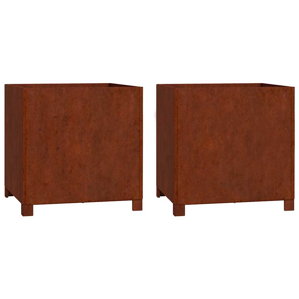 Planters with Legs 2 pcs Rusty 50x50x50 cm Corten Steel