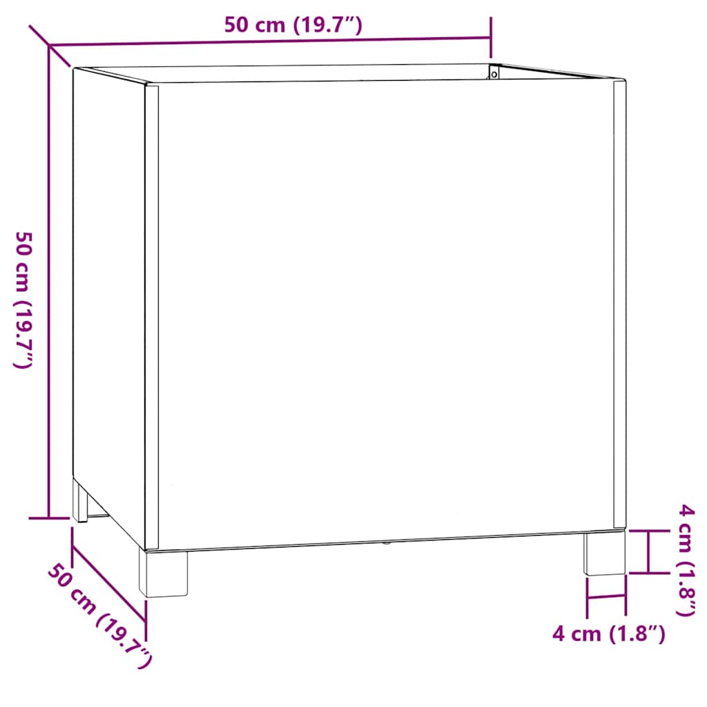 Planters with Legs 2 pcs Rusty 50x50x50 cm Corten Steel