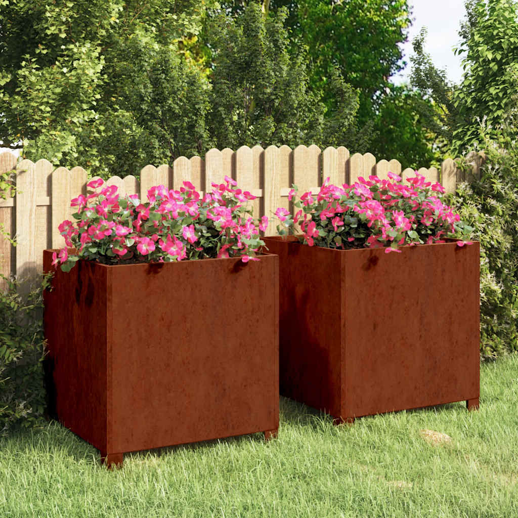 Planters with Legs 2 pcs Rusty 50x50x50 cm Corten Steel