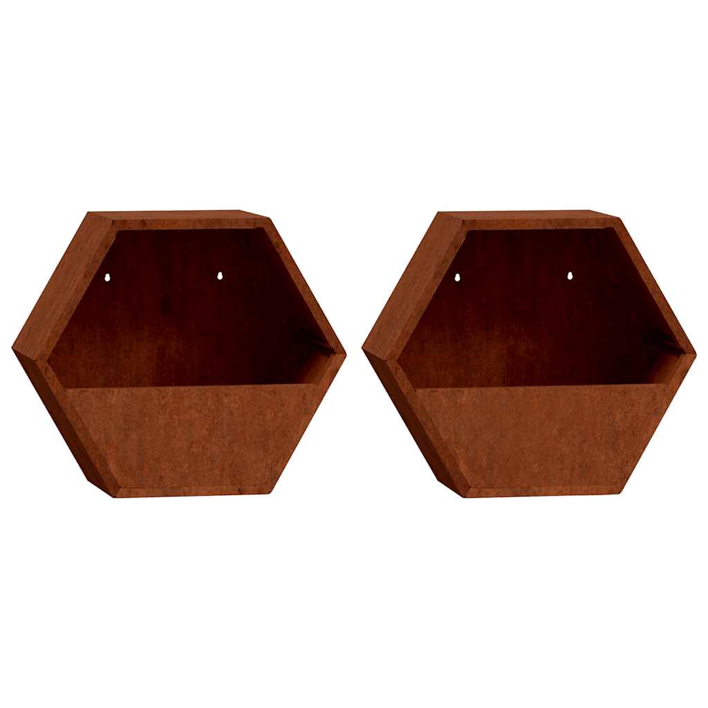 Wall Planters 2 pcs Rusty Corten Steel 46x10x40 cm
