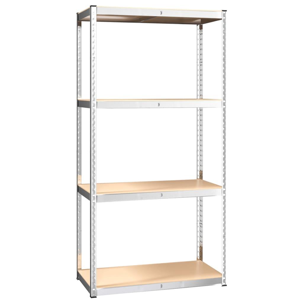 4-Layer Shelves 4 pcs Silver Steel&Engineered Wood