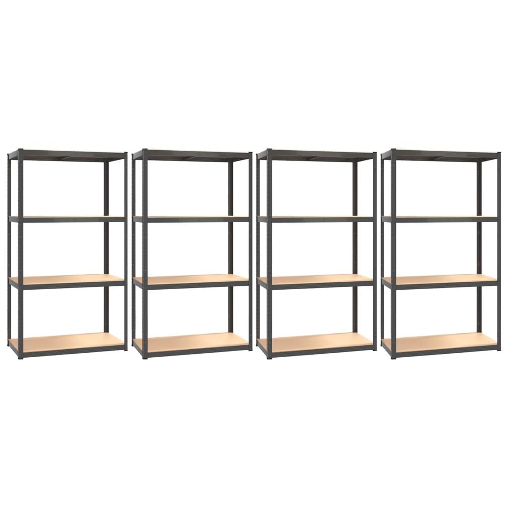 4-Layer Shelves 4 pcs Anthracite Steel&Engineered Wood