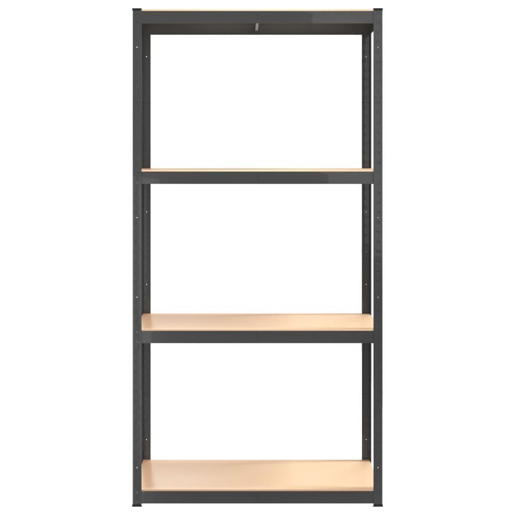 4-Layer Shelves 3 pcs Anthracite Steel&Engineered Wood