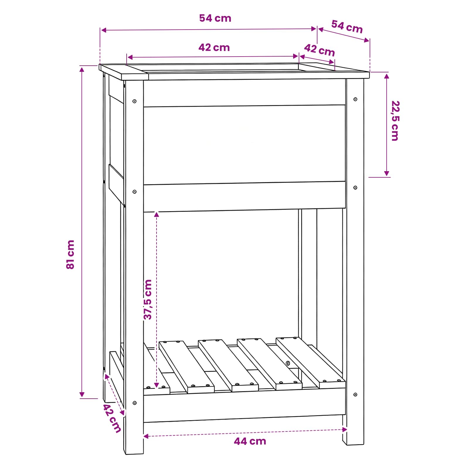Planter with Shelf 54x54x81 cm Solid Wood Pine
