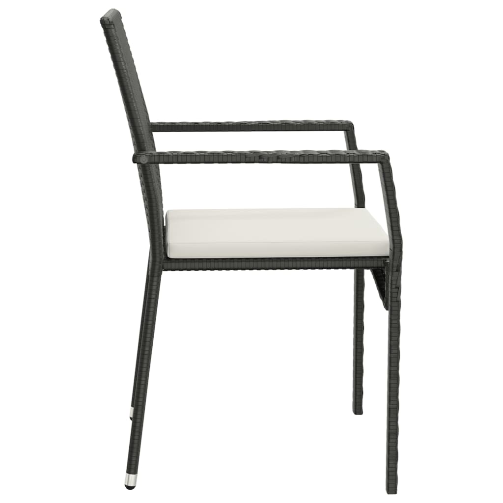 Garden Chairs with Cushions 4 pcs Poly Rattan Black