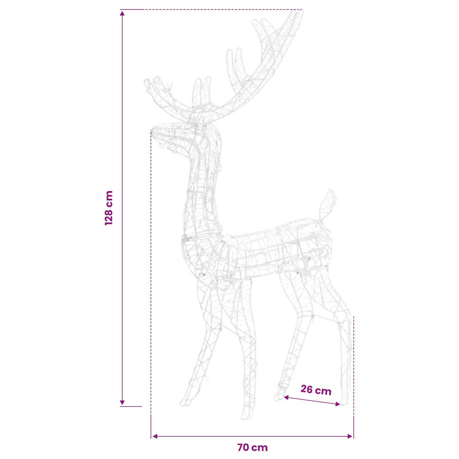 Acrylic Reindeer Christmas Decorations 2 pcs 128 cm Warm White