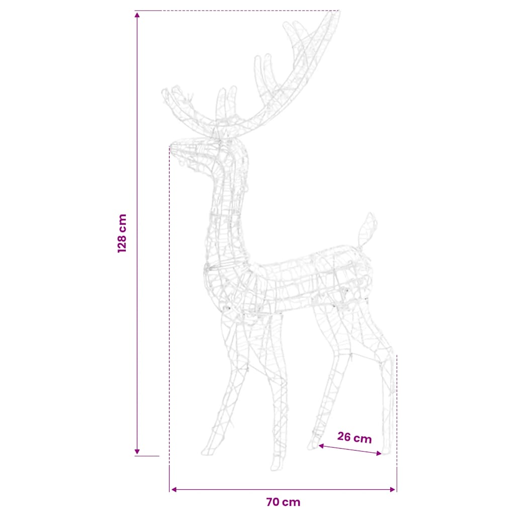 Acrylic Reindeer Christmas Decorations 3 pcs 128 cm Blue