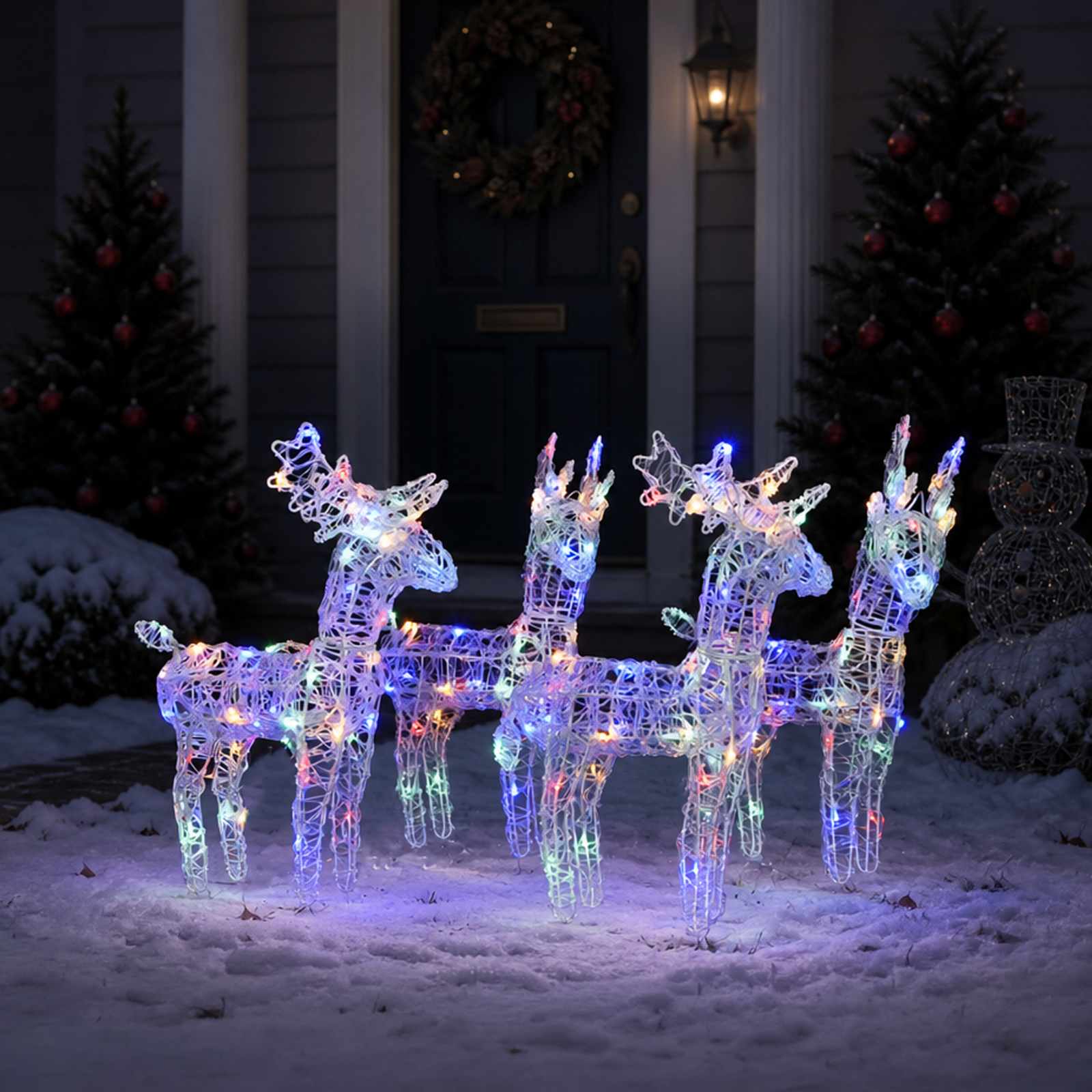 Christmas Reindeers 4 pcs Multicolour 160 LEDs Acrylic
