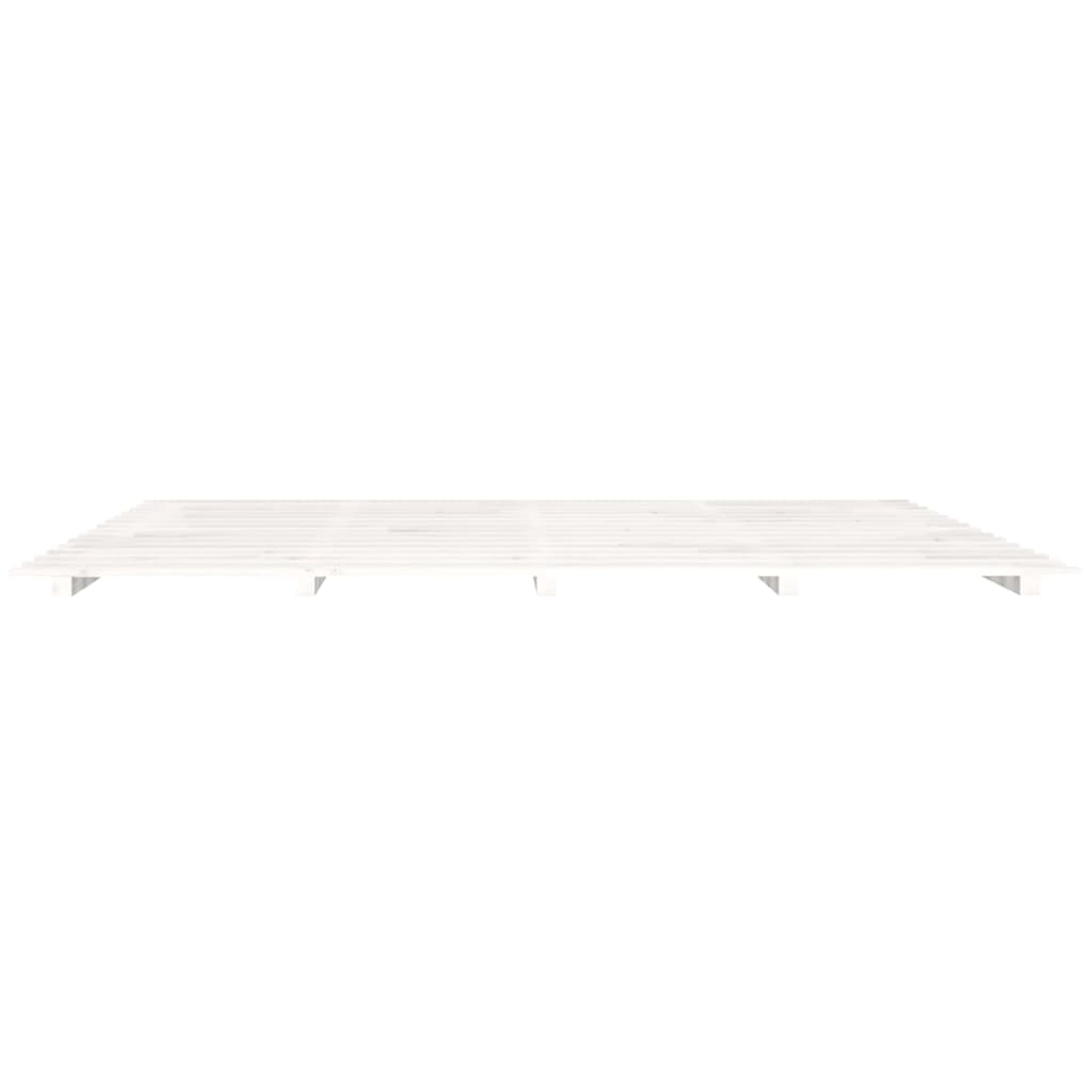 Bed Frame without Mattress White 183x203 cm King Solid Wood Pine