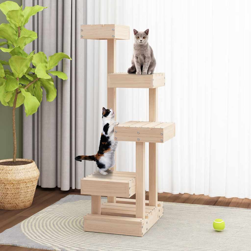Cat Tree 45,5x49x103 cm Solid Wood Pine