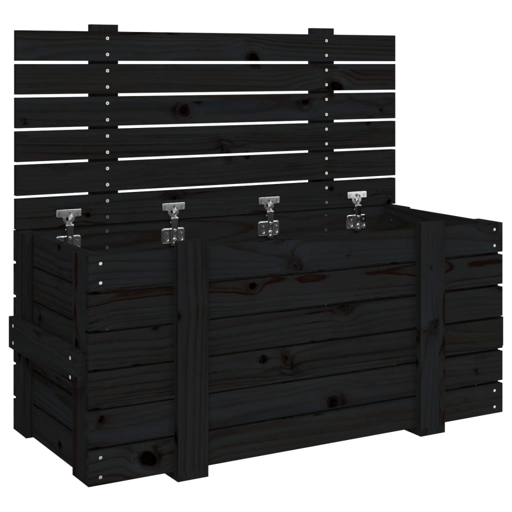 Storage Box Black 91x40.5x42 cm Solid Wood Pine