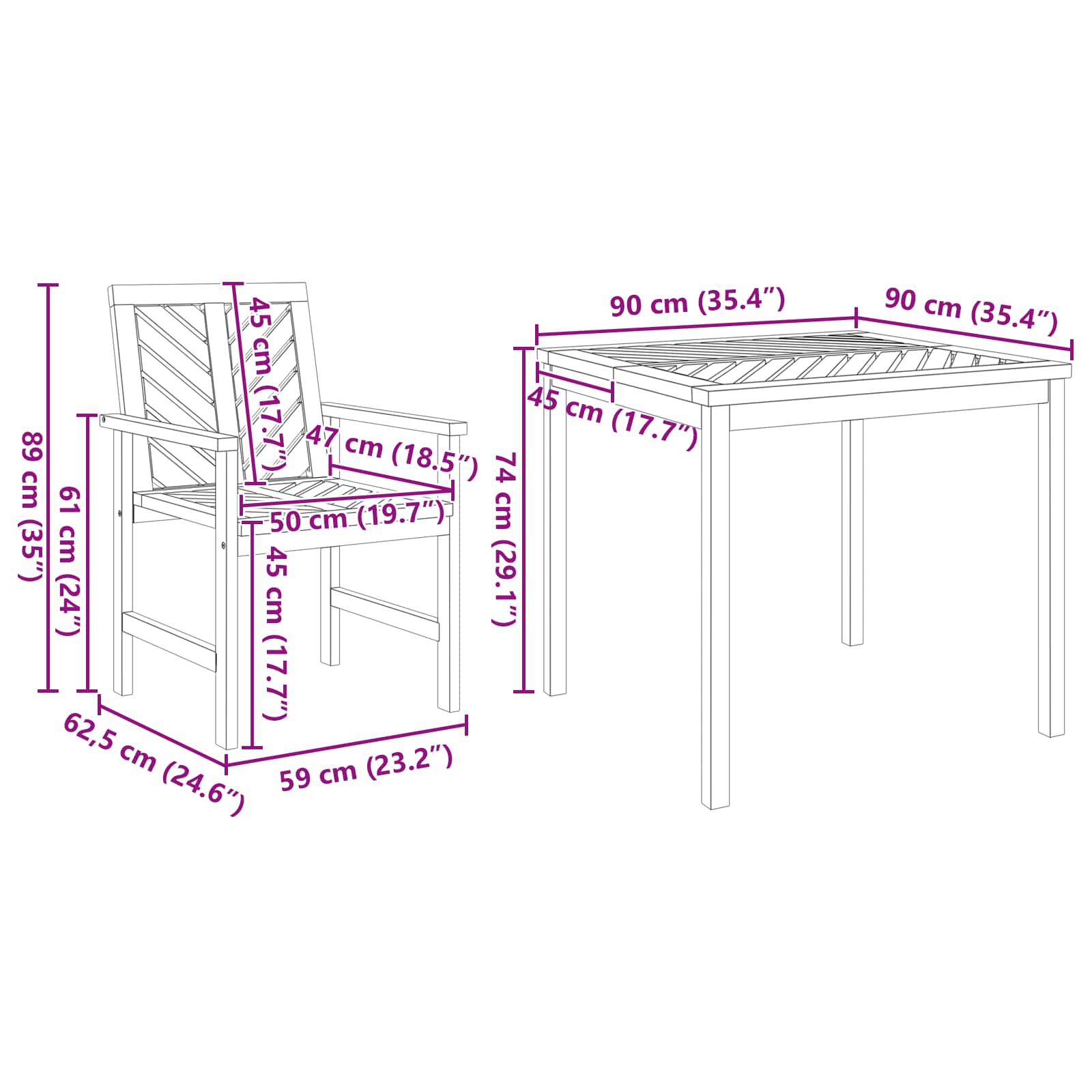 Garden Dining Set 3 pcs Brown Solid Acacia Wood