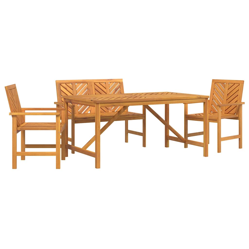 Garden Dining Set 4 pcs Brown Solid Acacia Wood