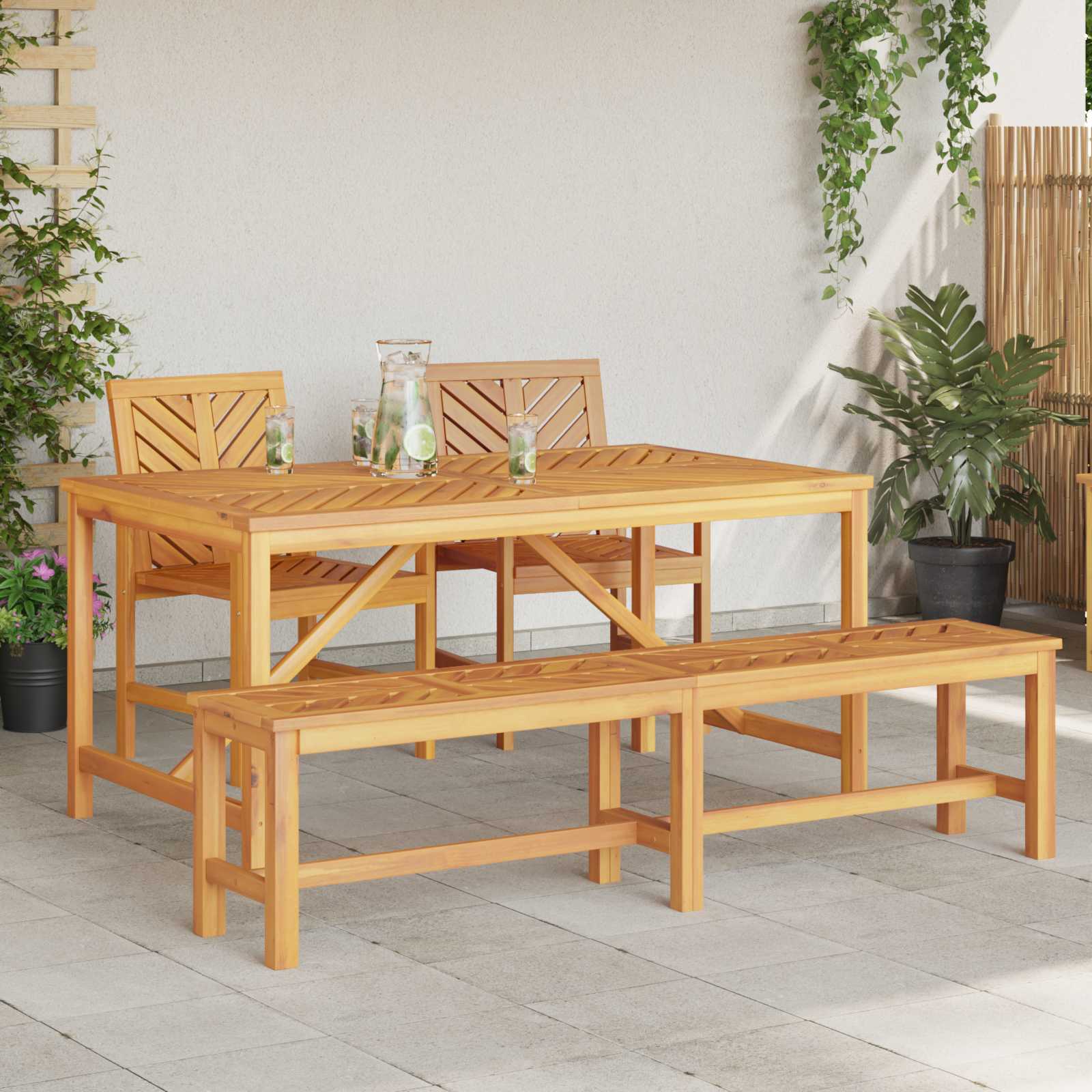 Garden Dining Set 4 pcs Brown Solid Acacia Wood