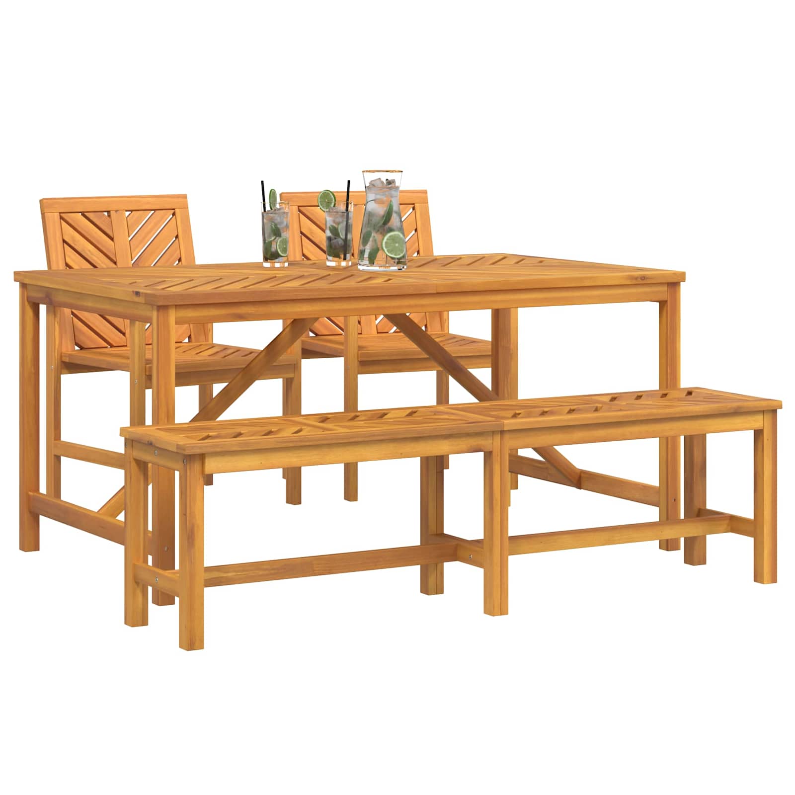 Garden Dining Set 4 pcs Brown Solid Acacia Wood