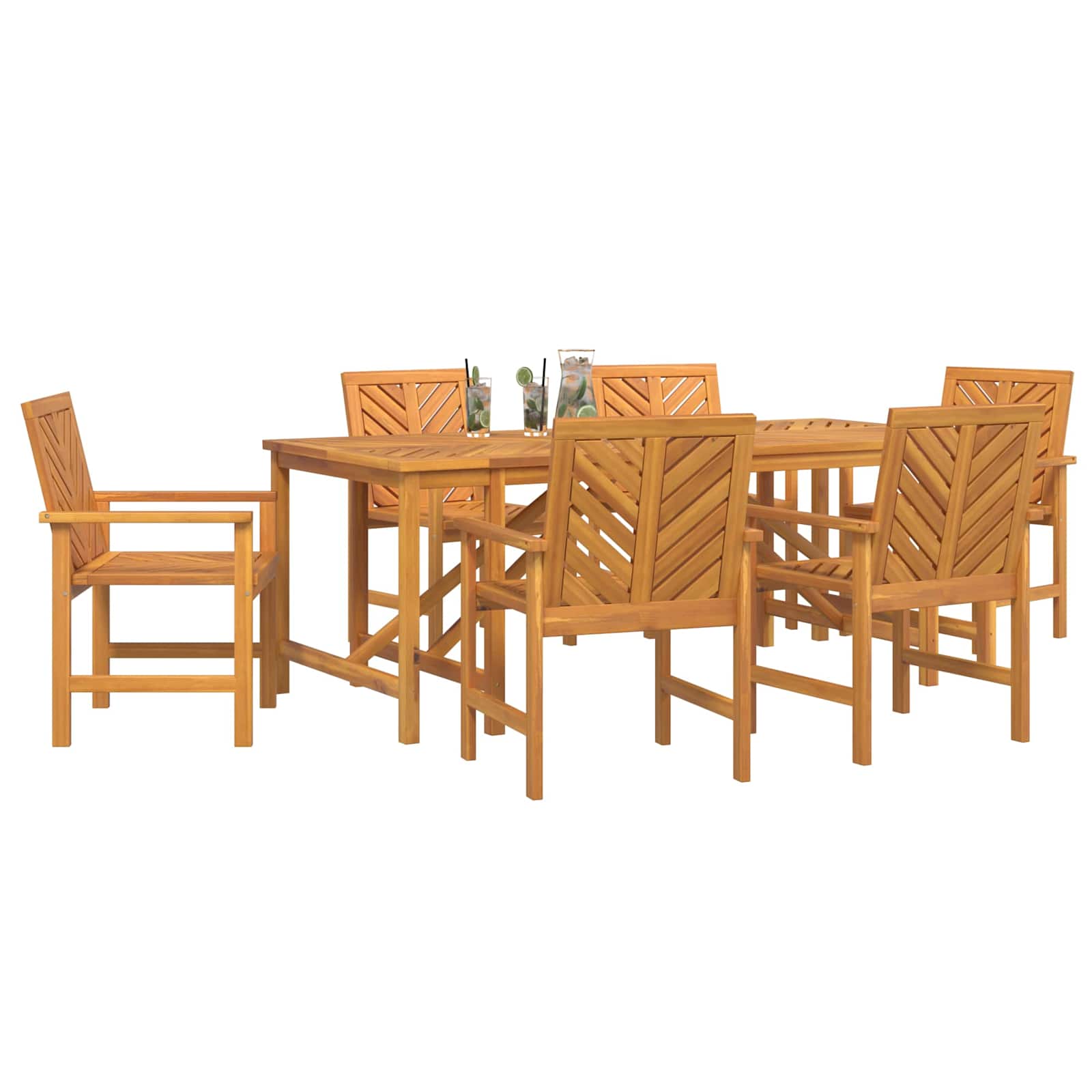 Garden Dining Set 7 pcs Brown Solid Acacia Wood