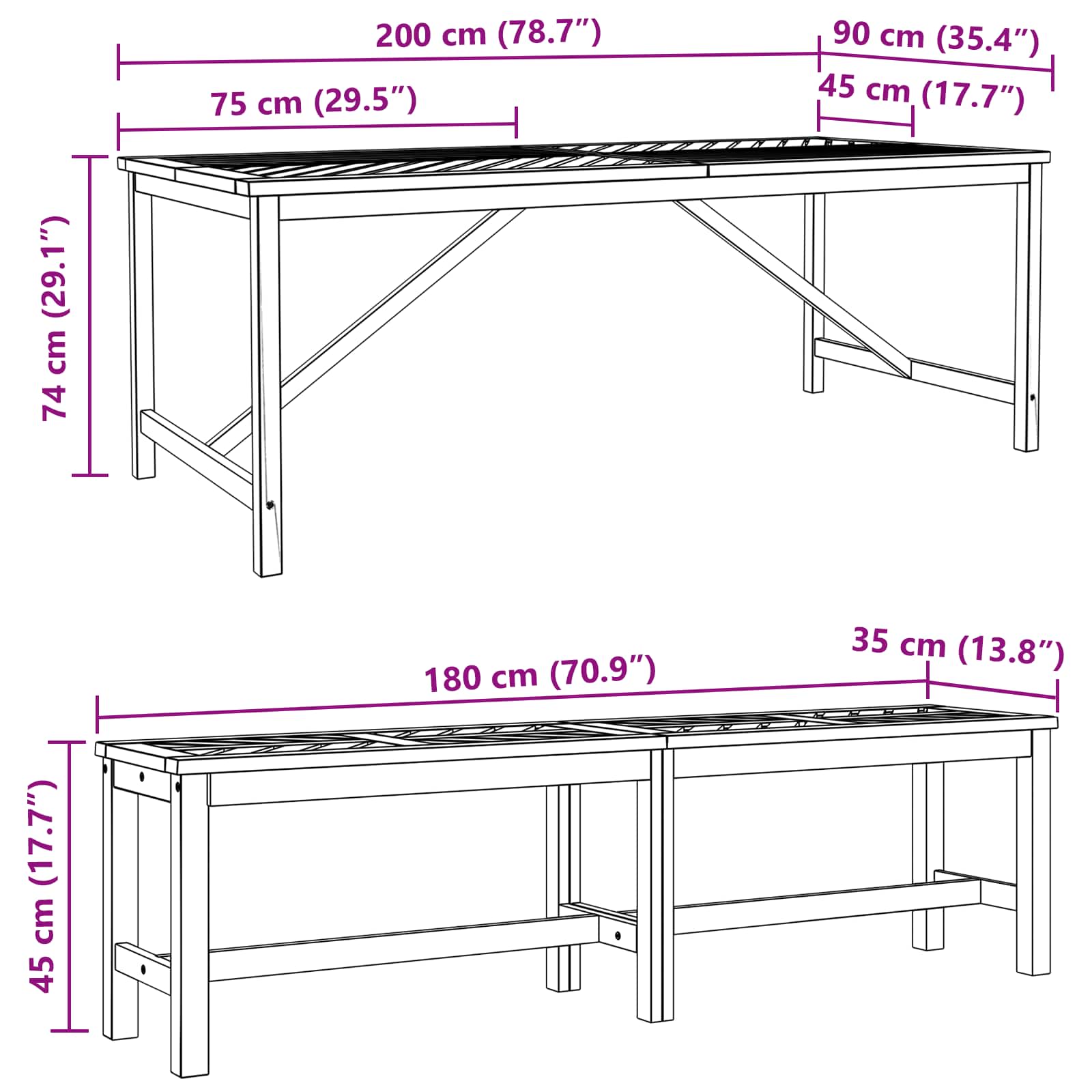 Garden Dining Set 3 pcs Brown Solid Acacia Wood