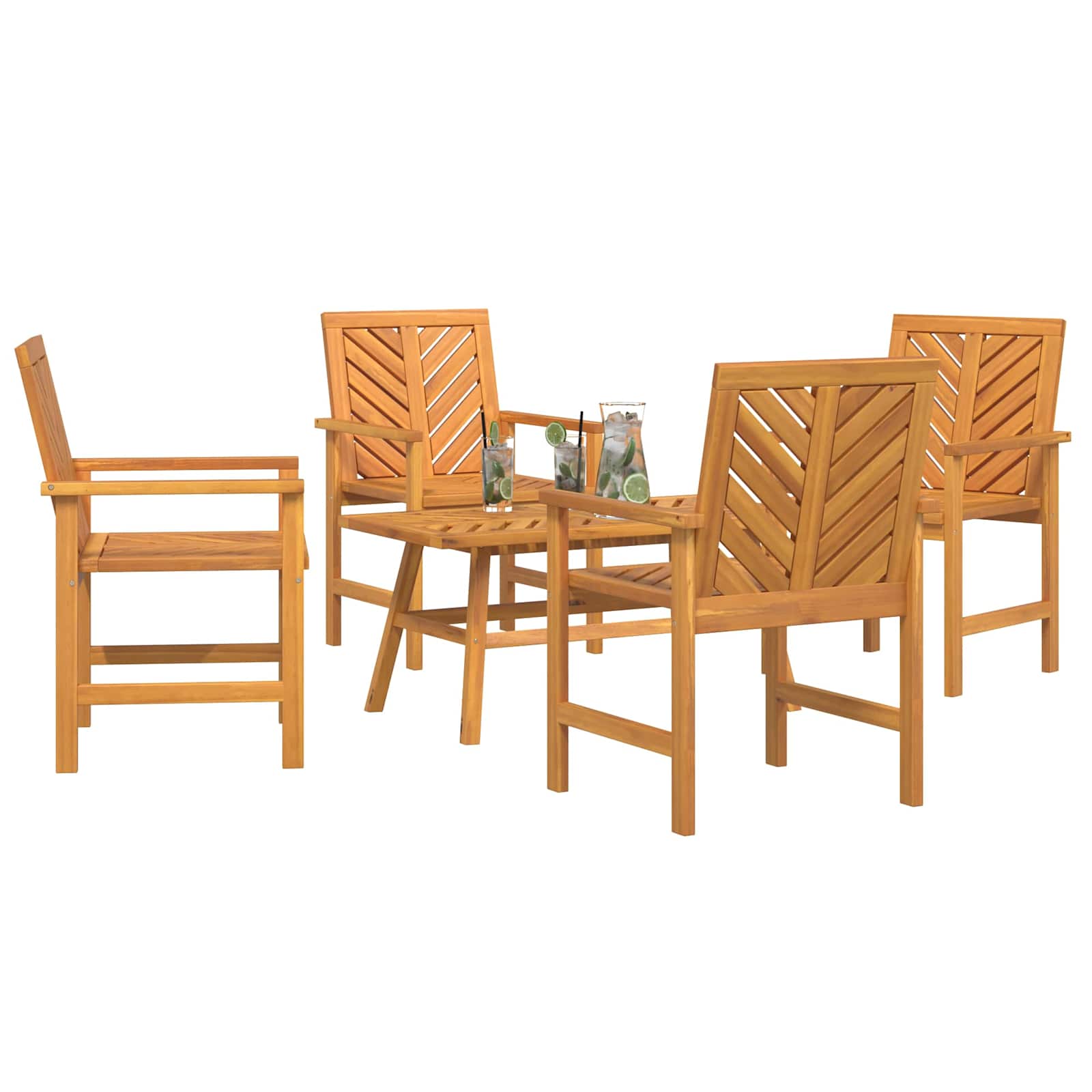 Garden Lounge Set 5 pcs Brown Solid Acacia Wood
