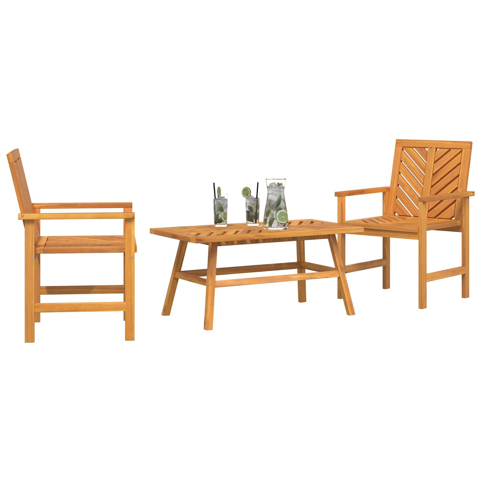 Garden Lounge Set 3 pcs Brown Solid Acacia Wood