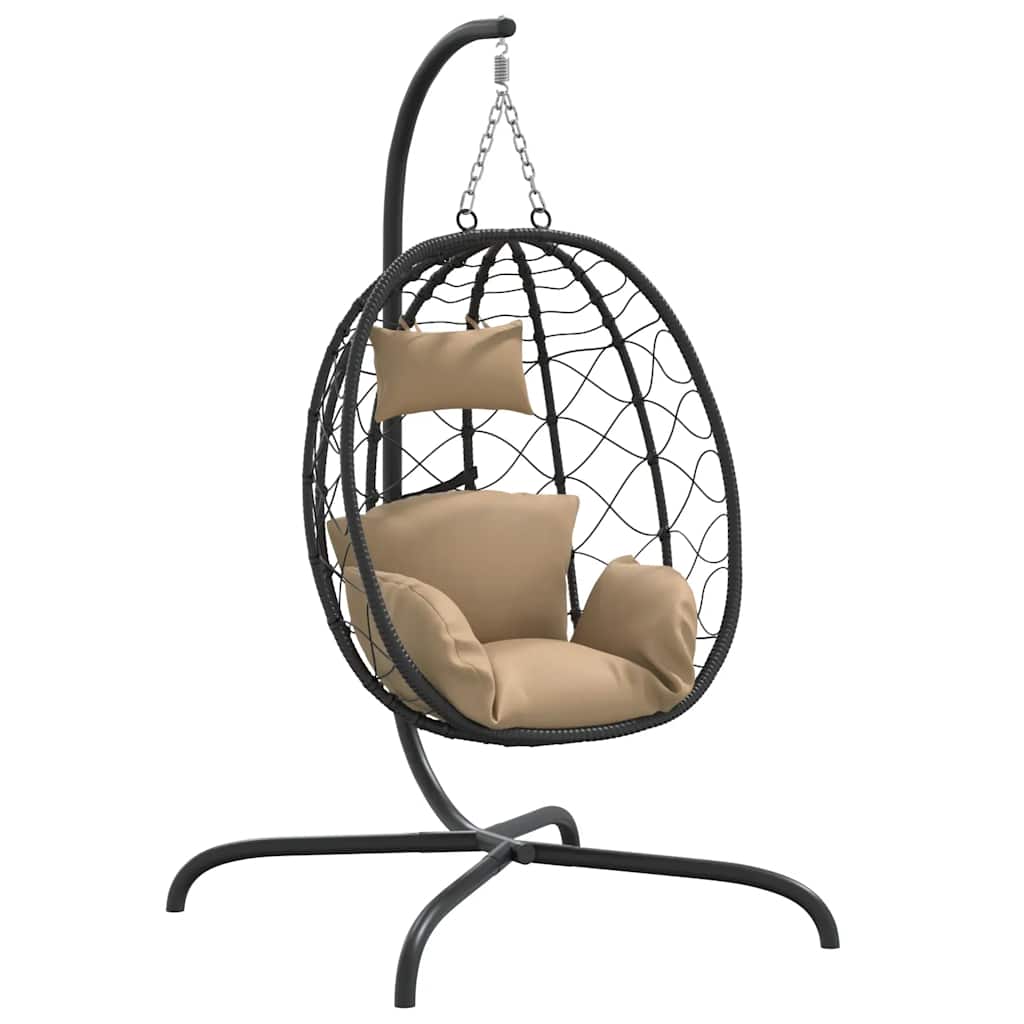 Hanging Egg Chair with Cushion Taupe Poly Rattan&Steel