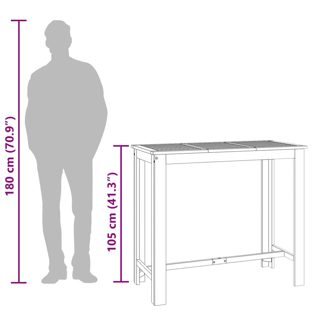 Garden Bar Table 120x60x105 cm Solid Wood Acacia