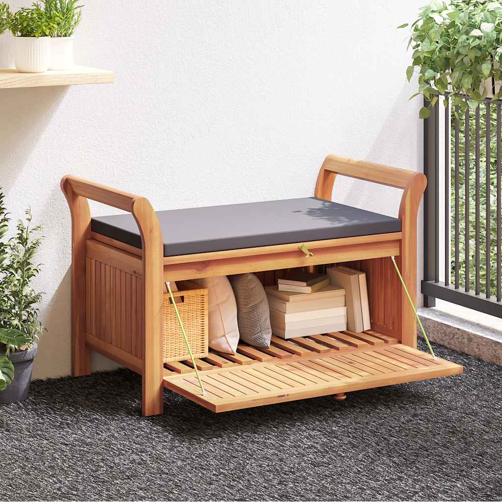 Garden Storage Bench with Cushion 91 cm Solid Wood Acacia