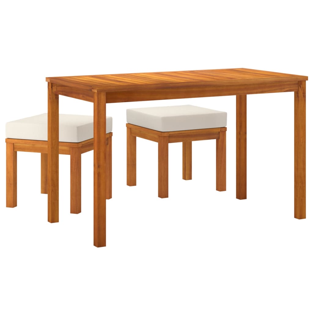 3 Piece Garden Dining Set with Cushions Solid Wood Acacia