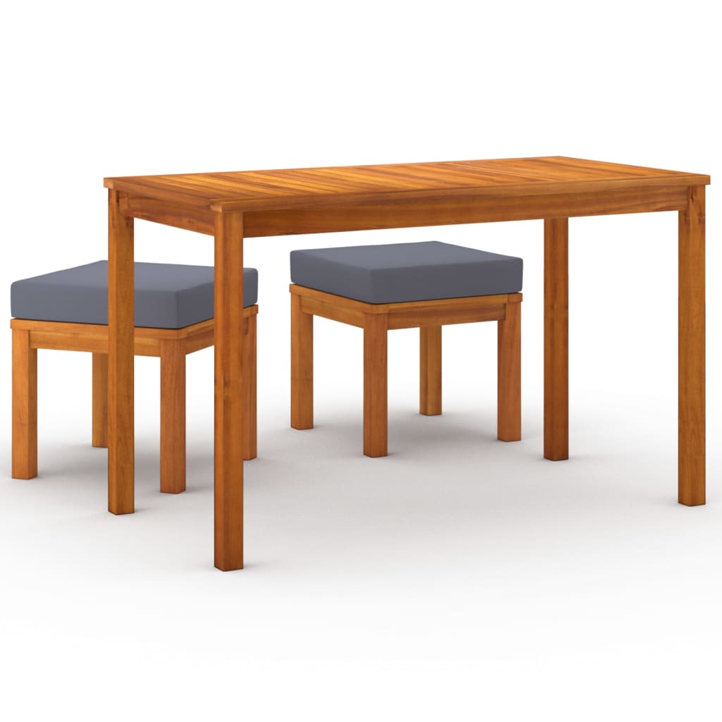 3 Piece Garden Dining Set with Cushions Solid Wood Acacia
