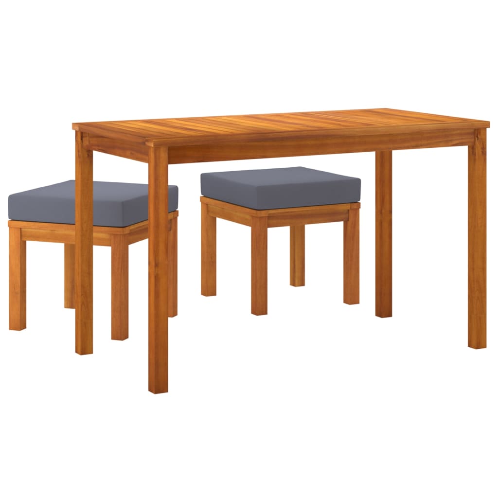 3 Piece Garden Dining Set with Cushions Solid Wood Acacia