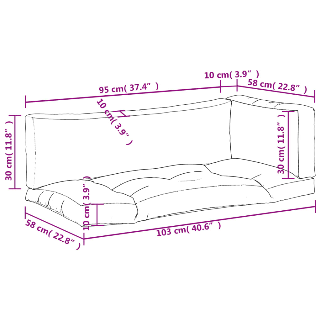 Pallet Cushions 3 pcs Taupe Fabric
