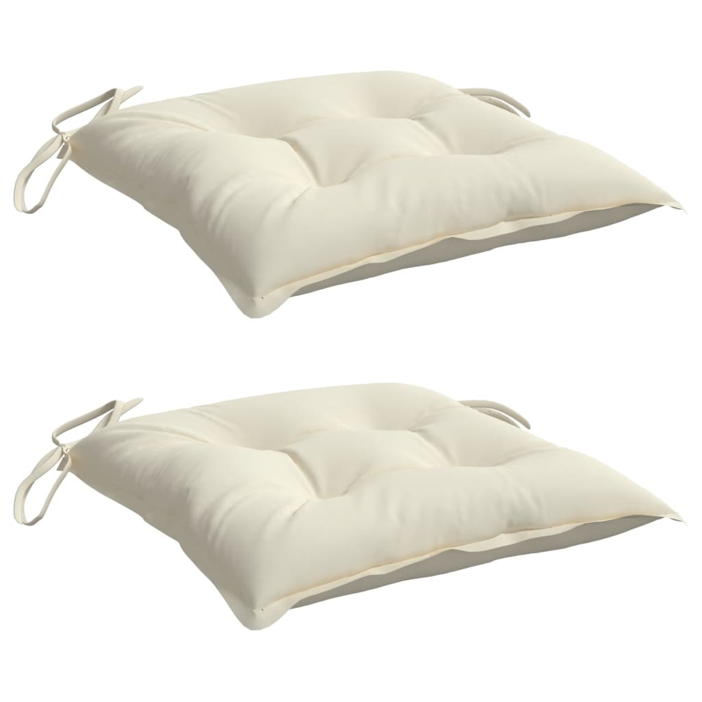 Chair Cushions 2 pcs Cream White 50x50x7 cm Oxford Fabric