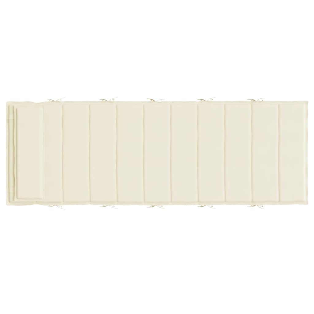 Sun Lounger Cushion Cream 180x60x4 cm Oxford Fabric