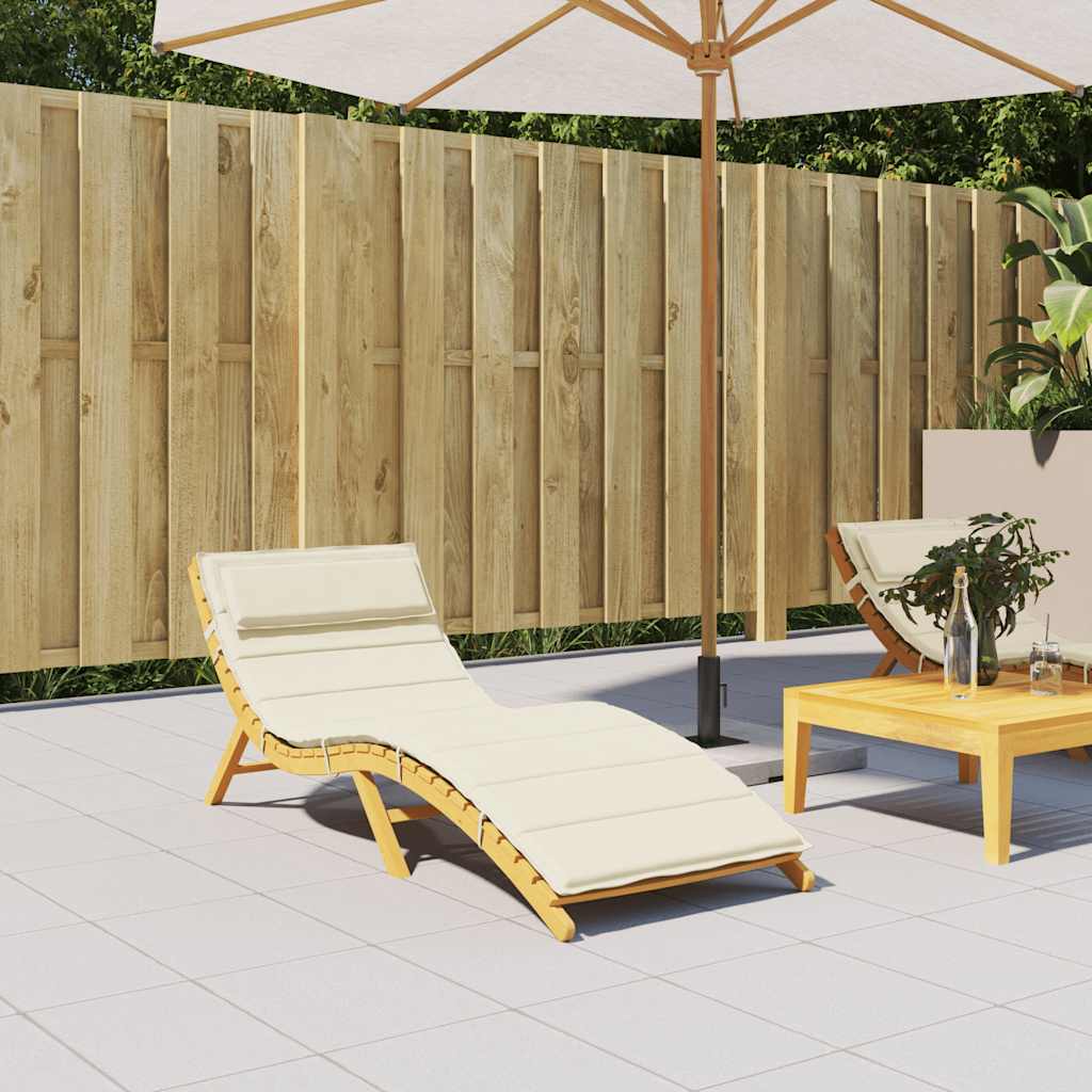 Sun Lounger Cushion Cream 180x60x4 cm Oxford Fabric