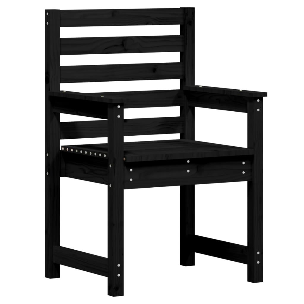 7 Piece Garden Dining Set Black Solid Wood Pine