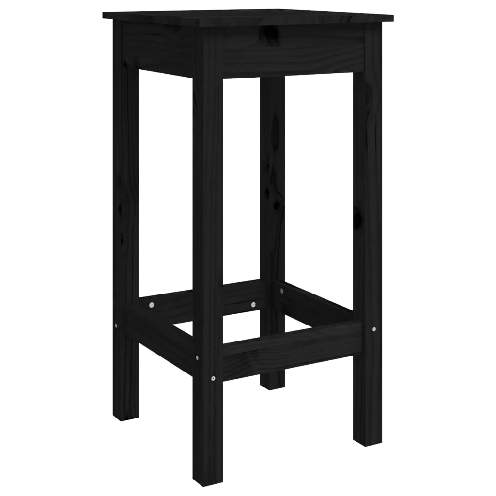 9 Piece Garden Bar Set Black Solid Wood Pine