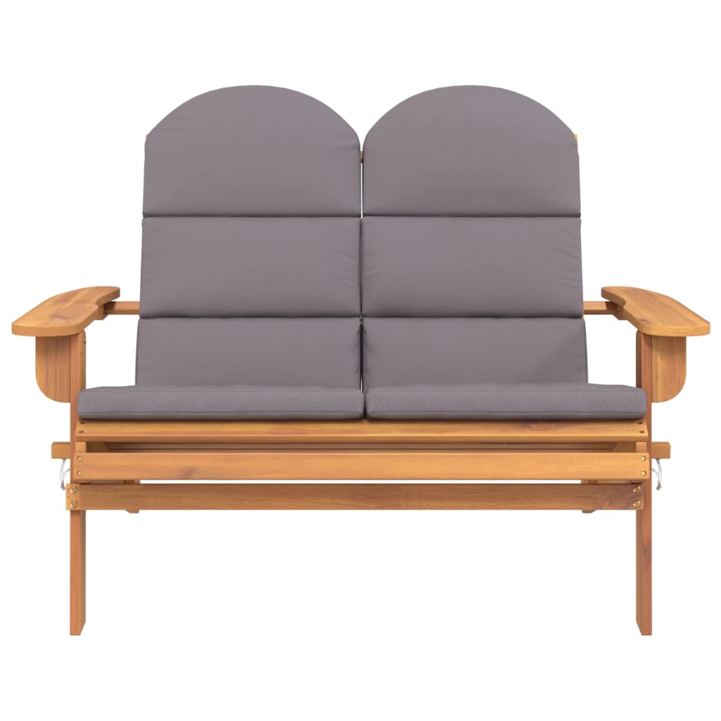 Adirondack Garden Bench with Cushions 126 cm Solid Wood Acacia