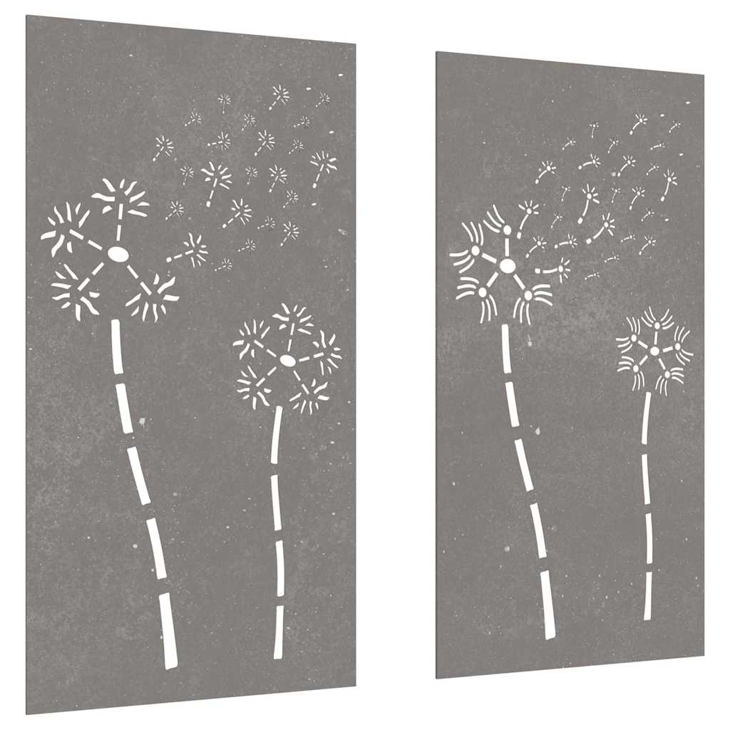 Garden Wall Decorations 2pcs 105x55cm Corten Steel Flower Design