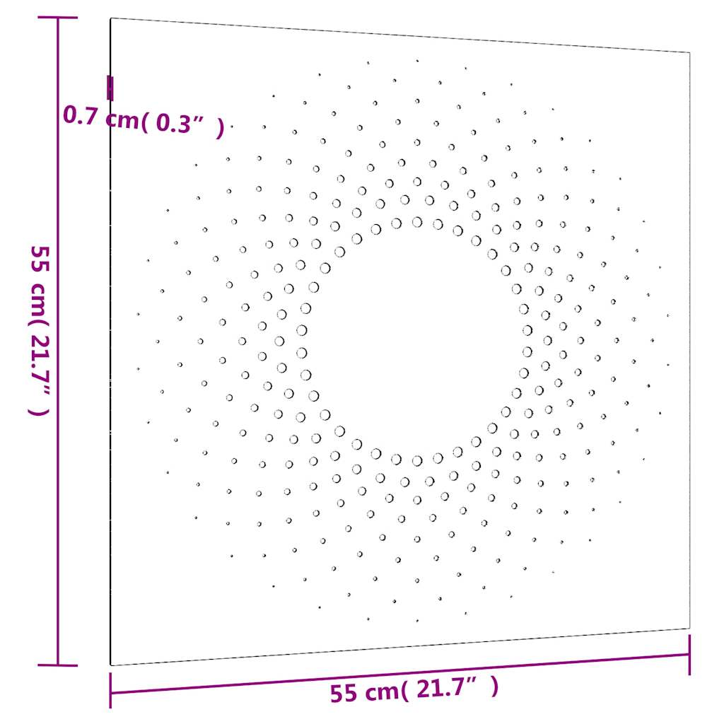 Garden Wall Decoration 55x55 cm Corten Steel Sun Design