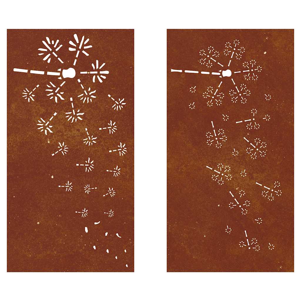 Garden Wall Decorations 2pcs 105x55cm Corten Steel Flower Design