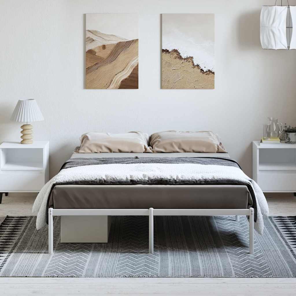 Metal Bed Frame without Mattress White 135x190 cm