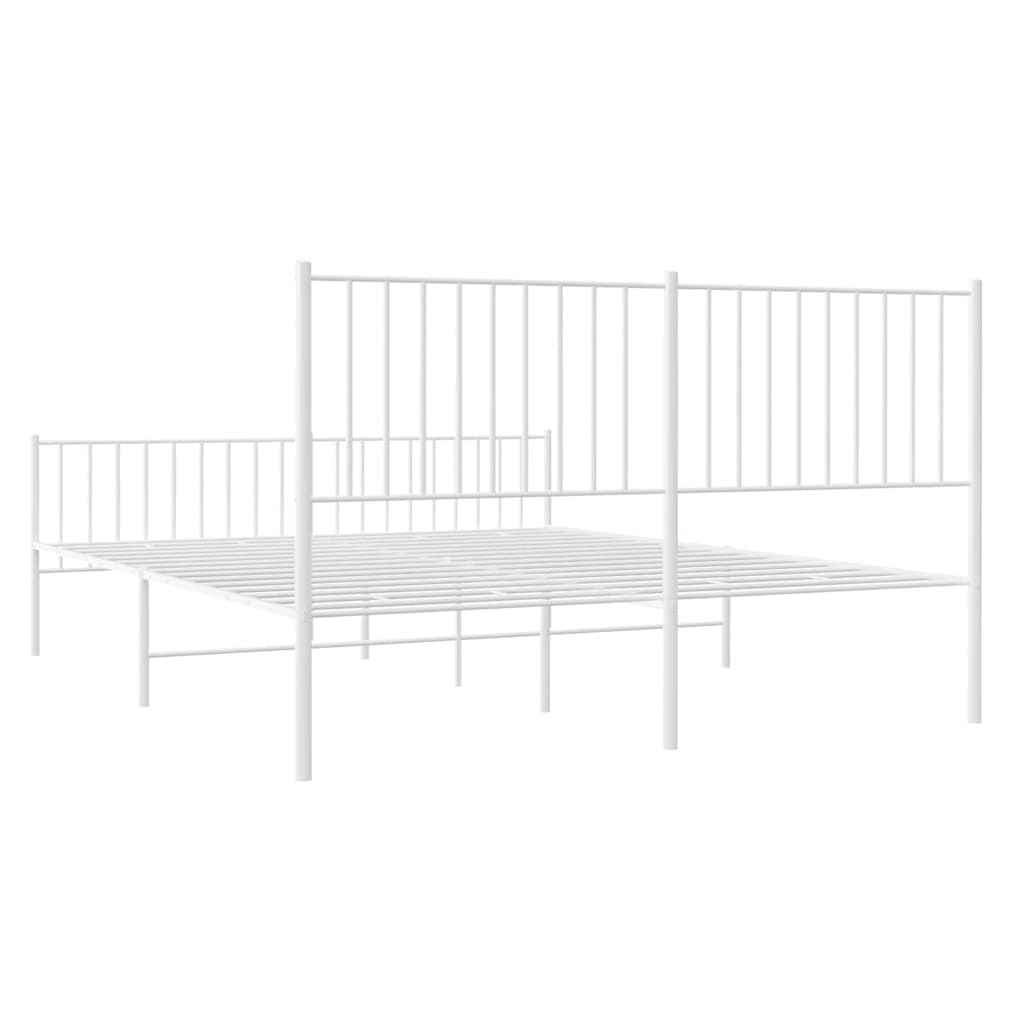 Metal Bed Frame without Mattress with Footboard White 150x200 cm