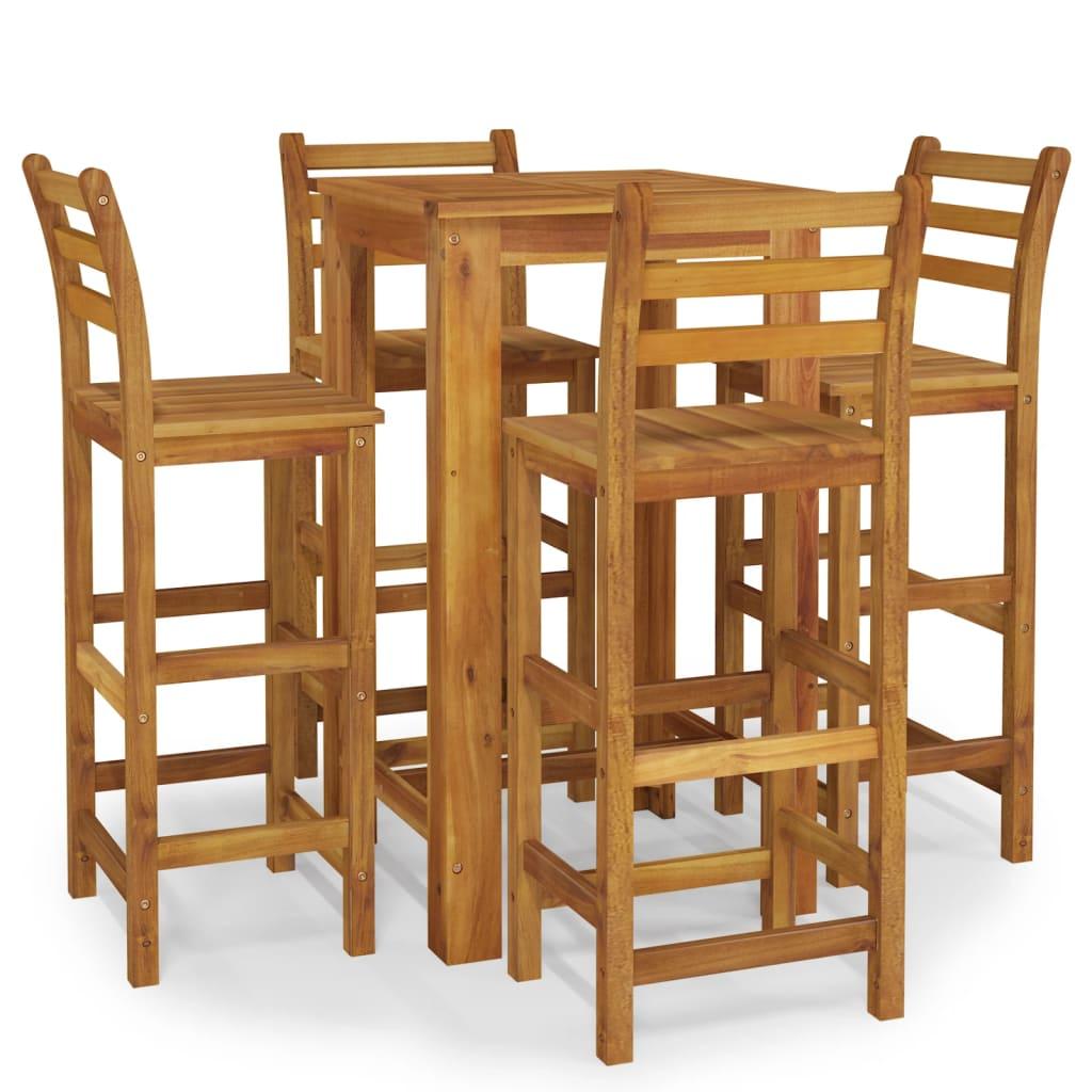 5 Piece Garden Bar Set Solid Wood Acacia