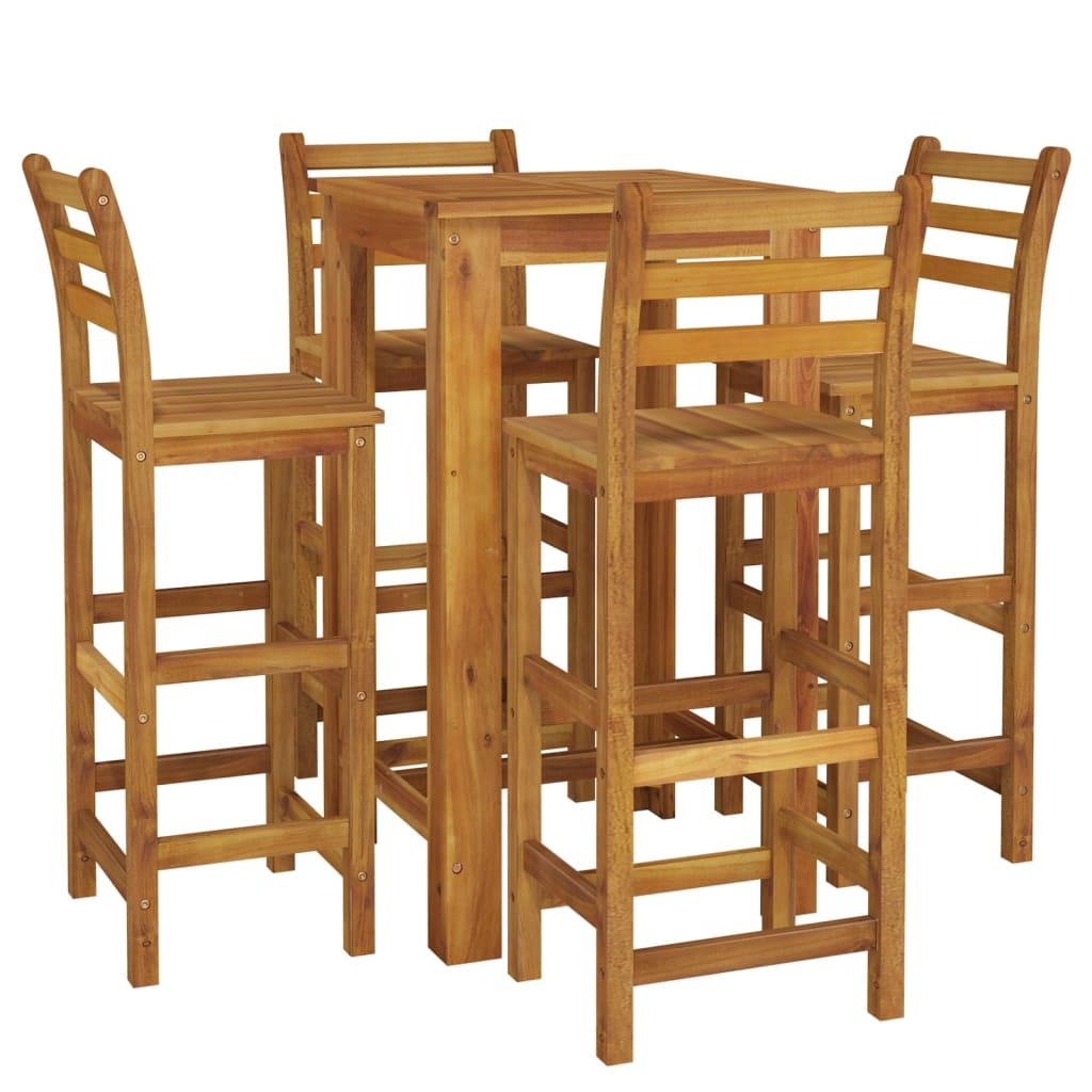 5 Piece Garden Bar Set Solid Wood Acacia