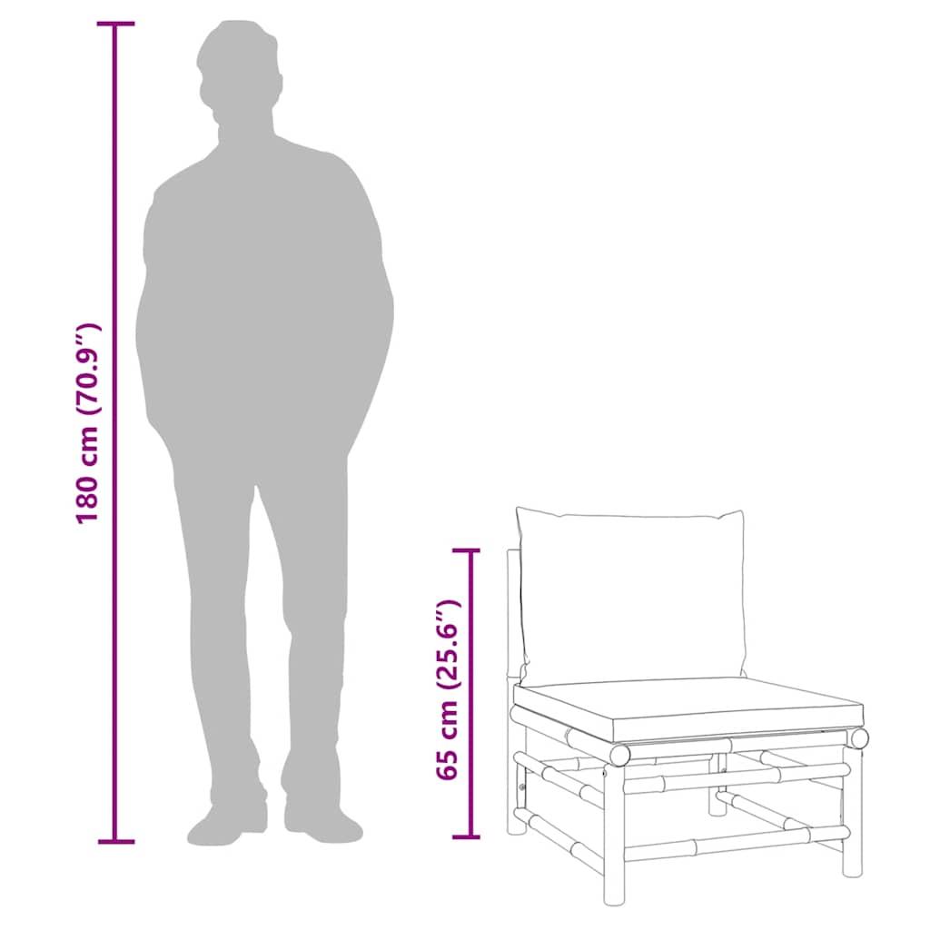 2 Piece Garden Lounge Set with Green Cushions Bamboo