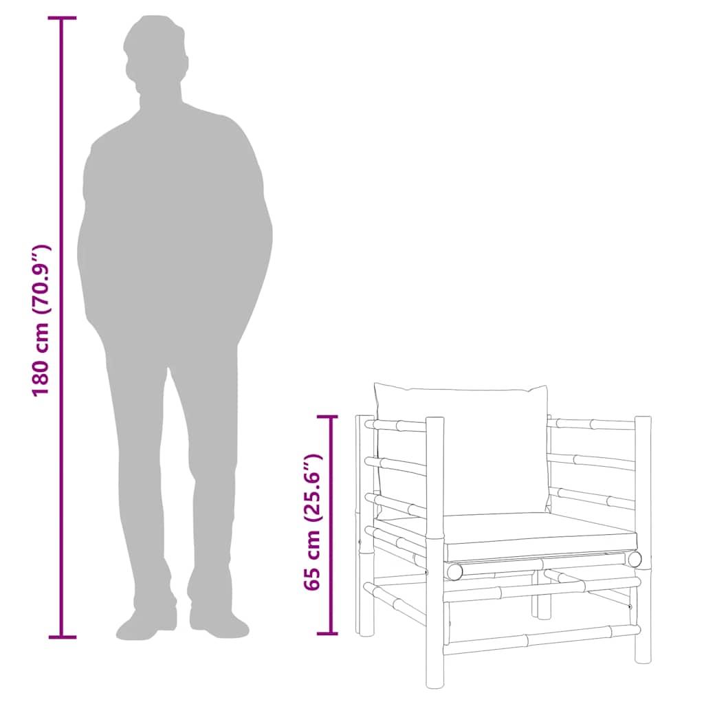 Garden Sofa with Green Cushions Bamboo