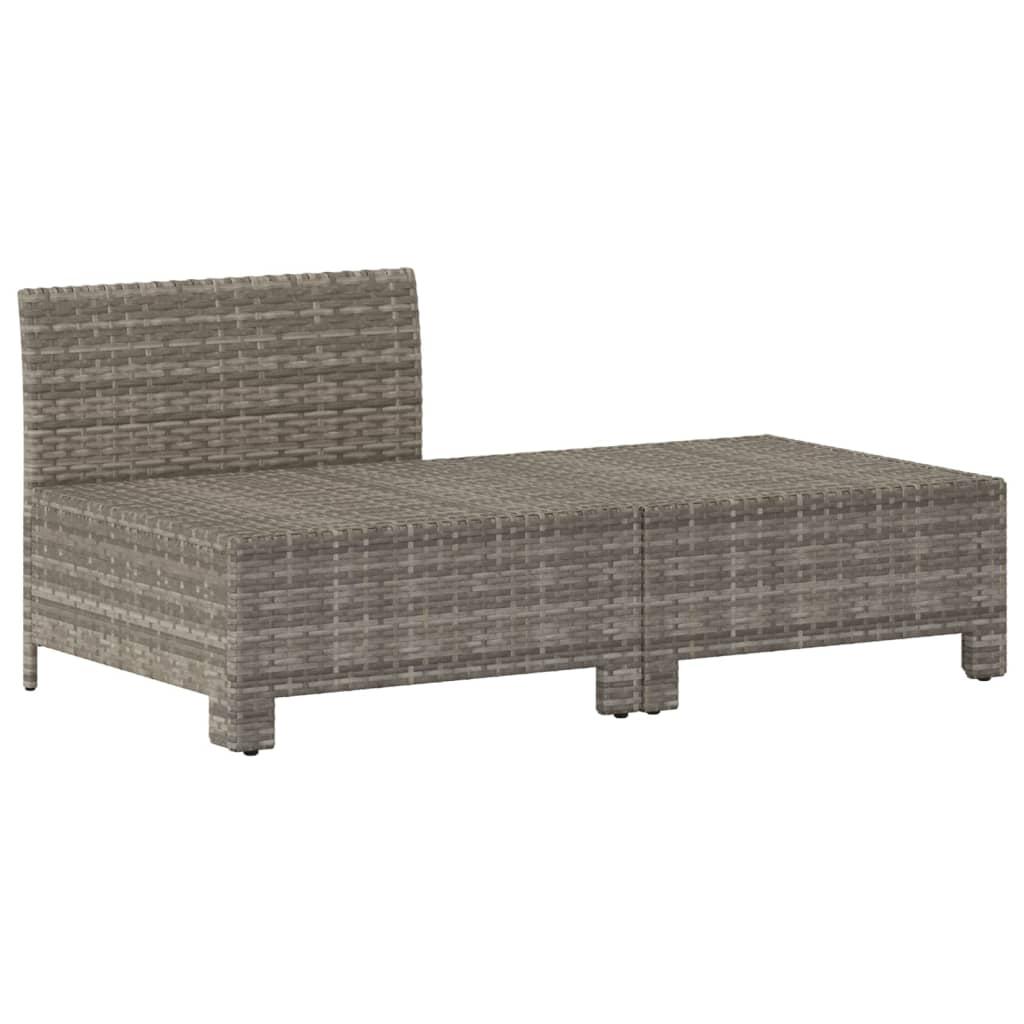2 Piece Garden Lounge Set with Cushions Grey Poly Rattan