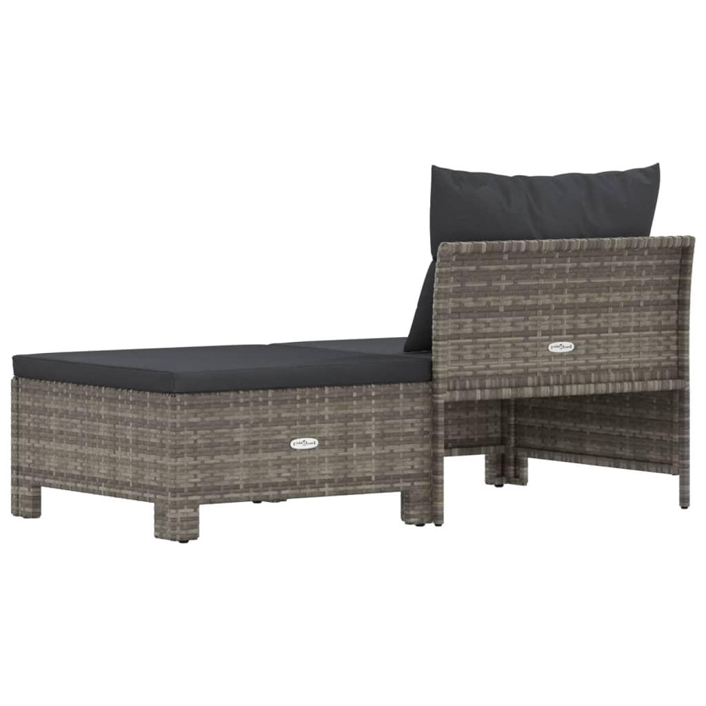 2 Piece Garden Lounge Set with Cushions Grey Poly Rattan