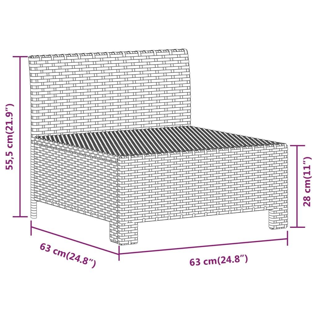 Garden Middle Sofa with Cushion Grey Poly Rattan